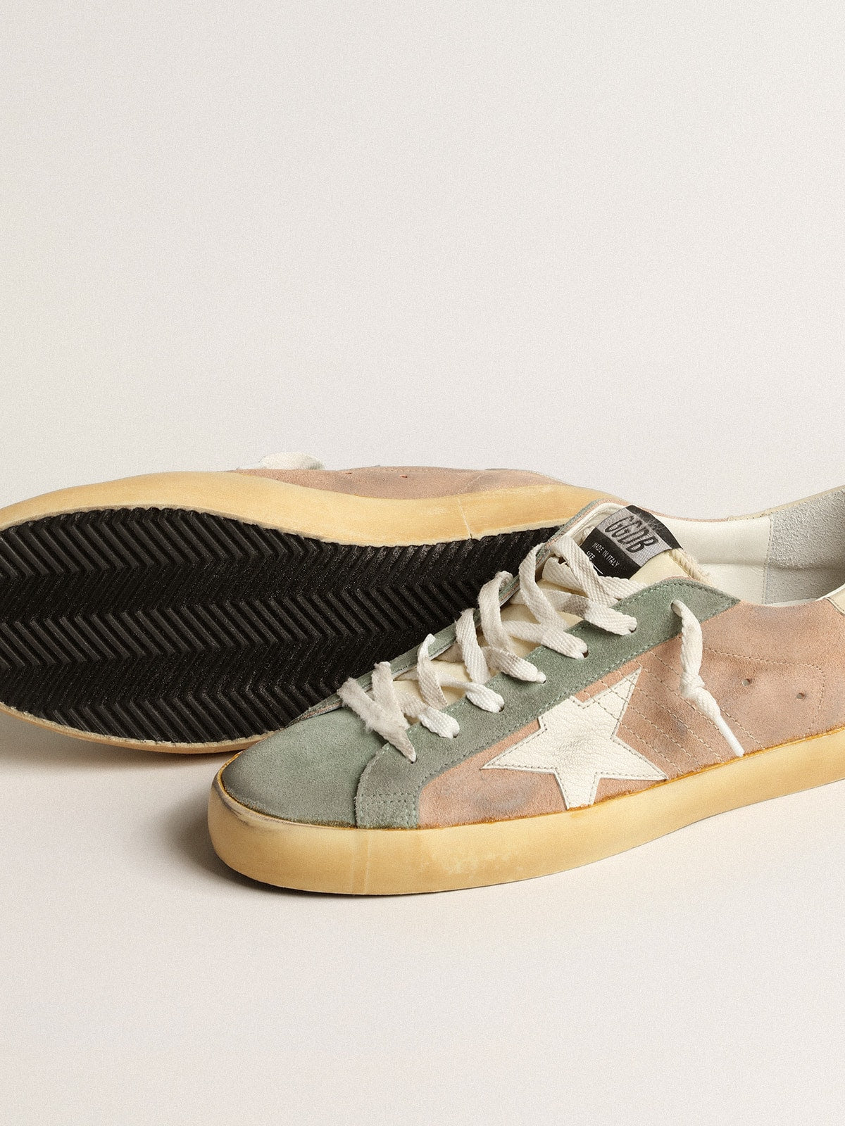 Super-Star in brown and green suede with white nappa leather star| Golden Goose