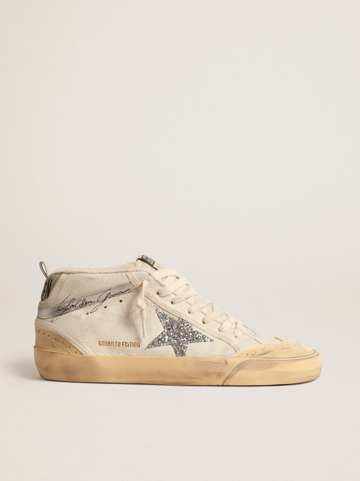 Mid Star LTD with glitter star and metallic leather flash| Golden Goose