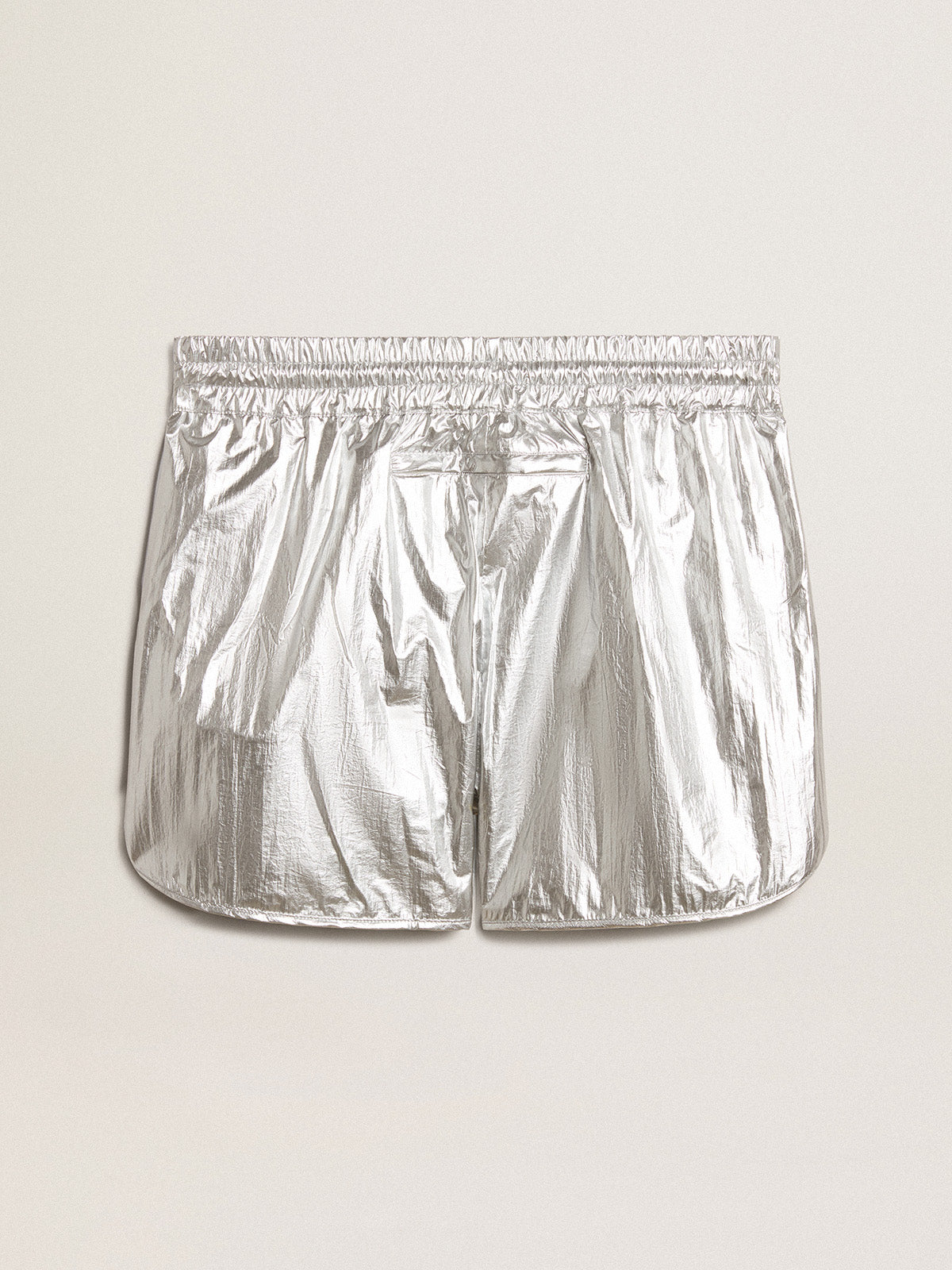Men's running shorts in silver fabric| Golden Goose