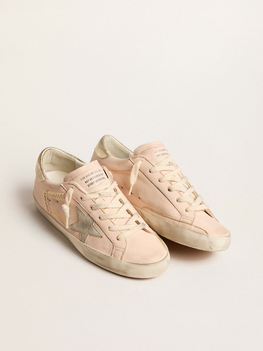 Super-Star in pink nappa with ice-gray star and platinum heel tab| Golden Goose