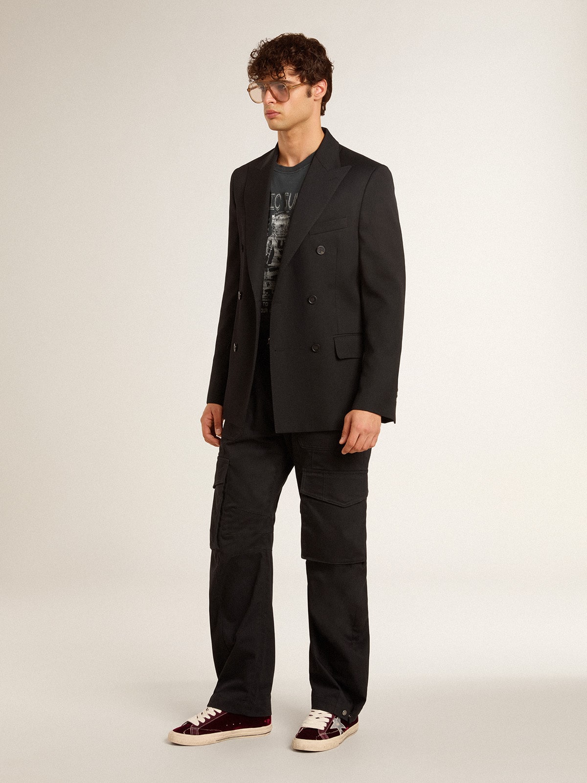 Men's Super-Star LTD in velvet with metallic leather star and heel tab| Golden Goose