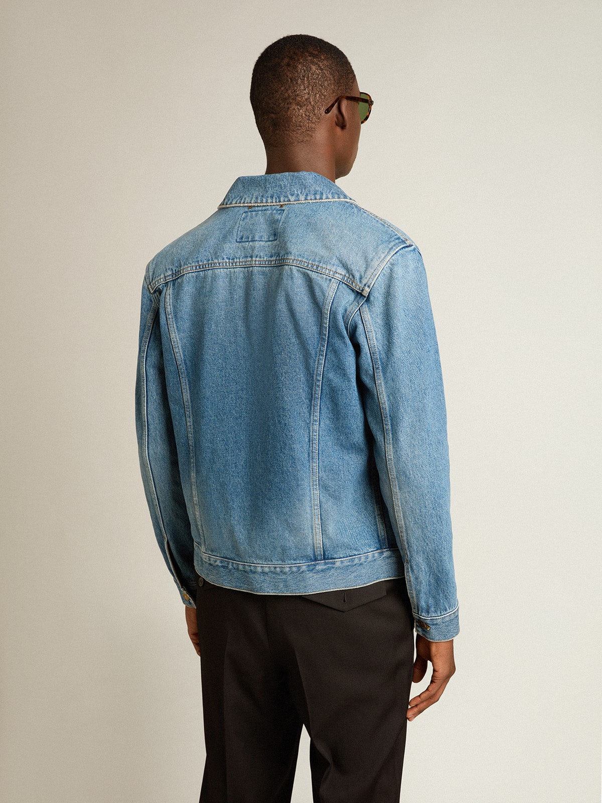 Men's denim jacket with medium wash| Golden Goose