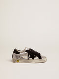Super-Star sneakers in silver leather with suede inserts| Golden Goose