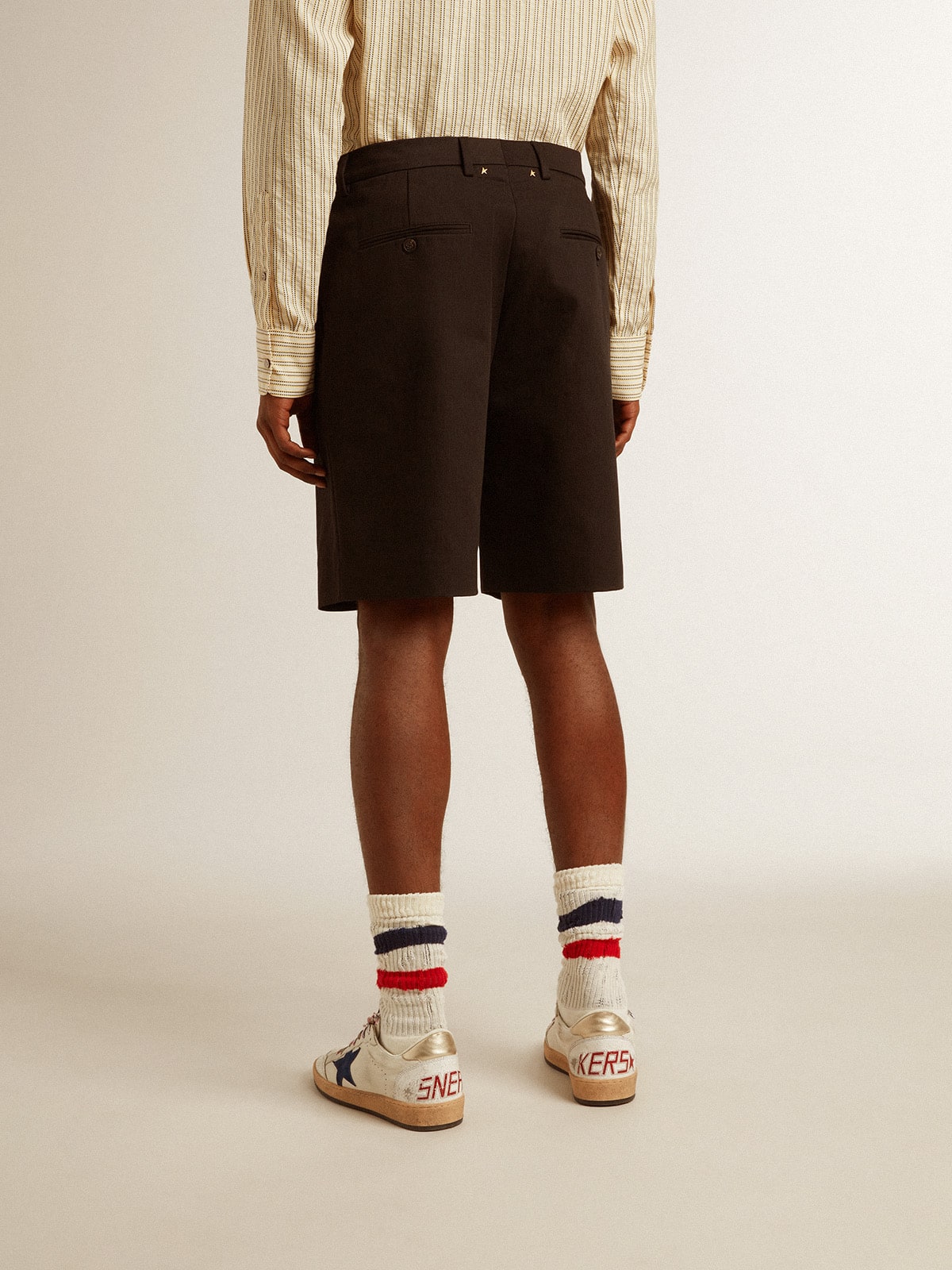 Men's Bermuda shorts in black cotton| Golden Goose