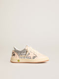 Young Ball Star in glitter with silver metallic leather heel tab| Golden Goose