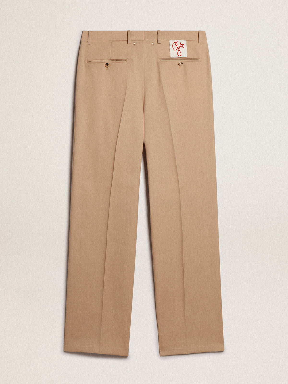 Men's wool gabardine pants in sand| Golden Goose