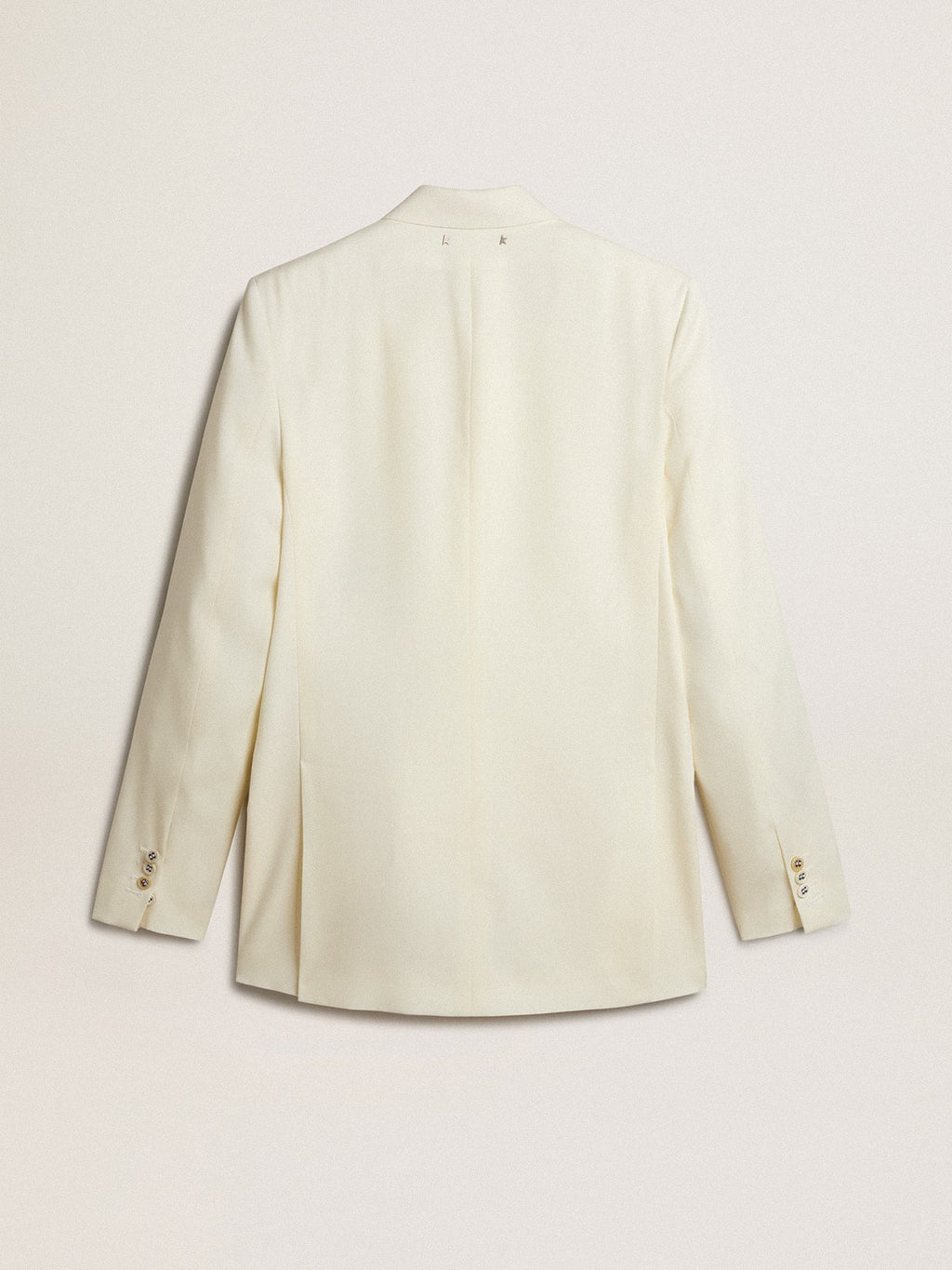 Men's cream-colored double-breasted blazer