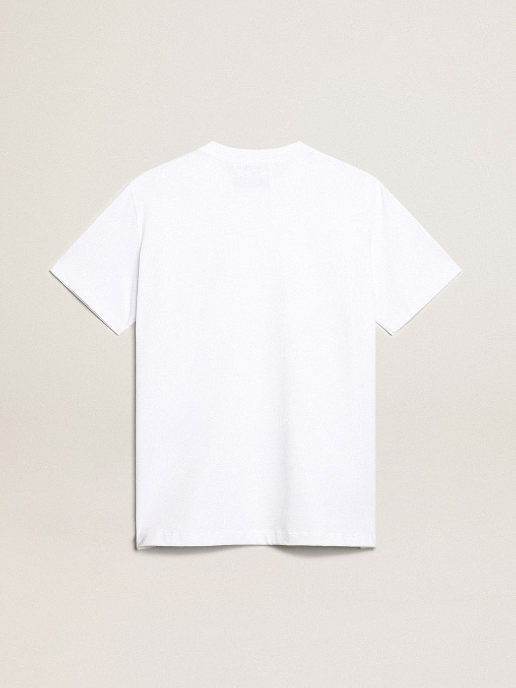 Women's white T-shirt with dark blue star on the front| Golden Goose