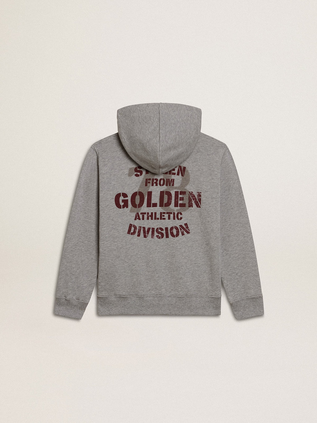 Gray melange hooded sweatshirt with print on the back| Golden Goose