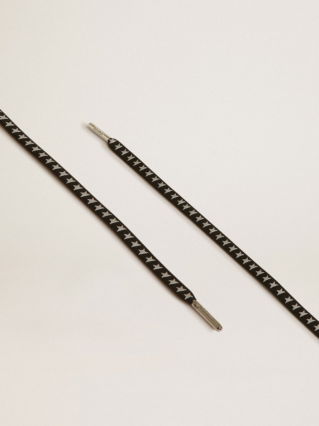 Black cotton laces with contrasting silver stars| Golden Goose