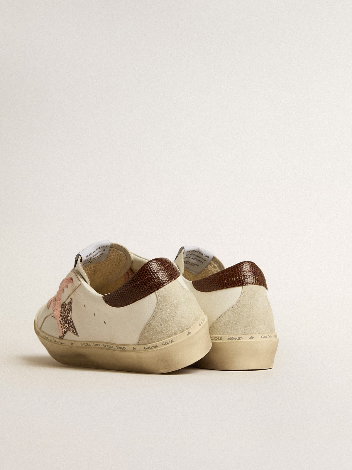 Women's Hi Star LTD with glitter star and brown lizard-print heel tab| Golden Goose