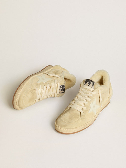 Ball Star LTD in suede and shearling with white patent leather star| Golden Goose