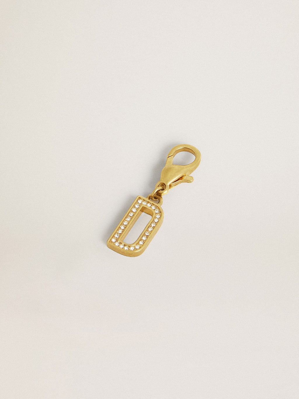 Letter D charm in gold-colored brass with crystals| Golden Goose