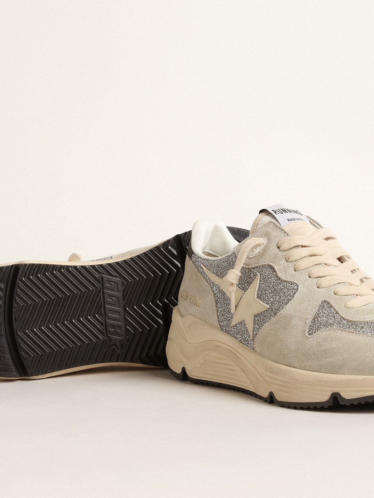 Running Sole embellished with Swarovski crystals and ivory star| Golden Goose