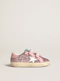 Old School Junior in lilac glitter with white star and pink heel tab| Golden Goose