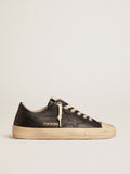 Women's V-Star in black nappa leather with a black leather star| Golden Goose