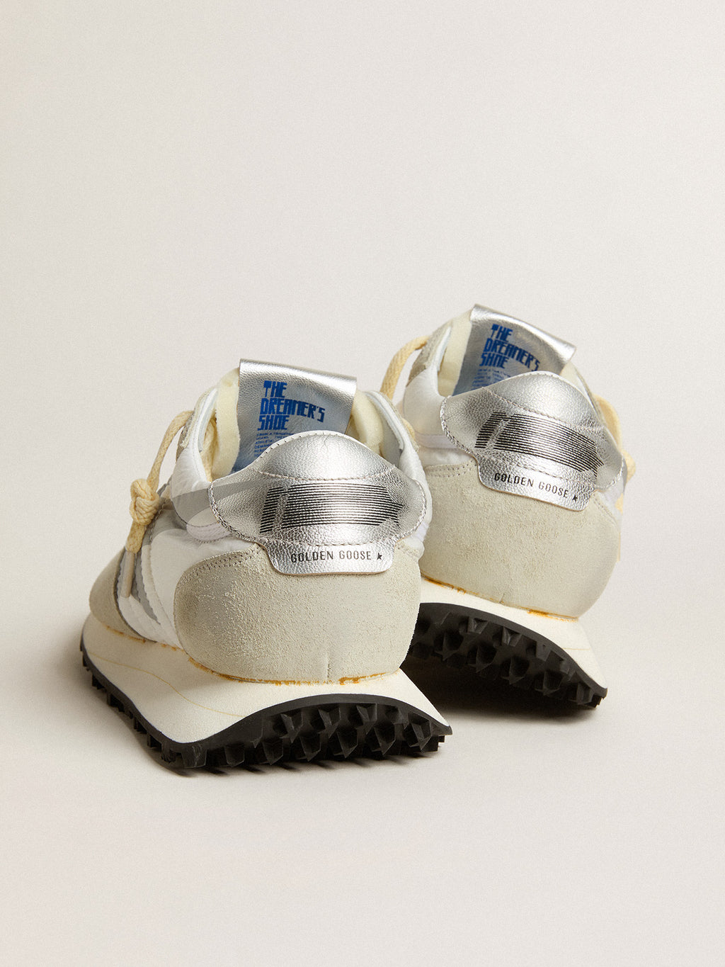 Men's Marathon with white nylon upper and silver star| Golden Goose