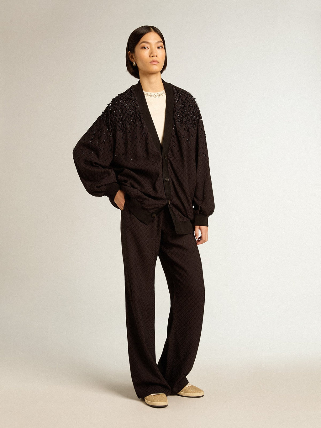 Women's black viscose joggers