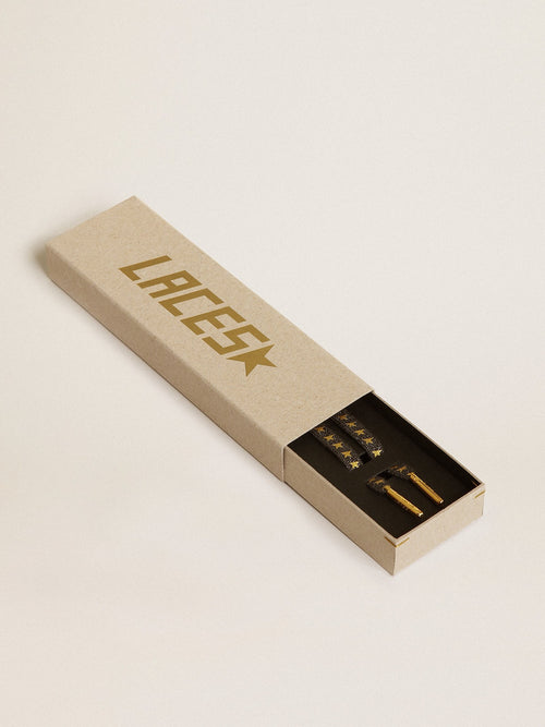 Dark gray Lurex laces with contrasting gold stars| Golden Goose