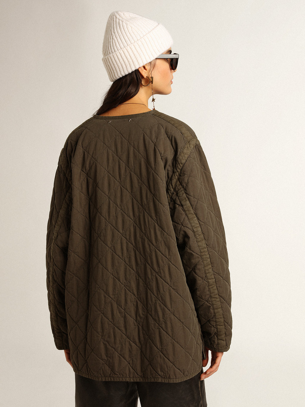 Olive-green quilted jacket| Golden Goose