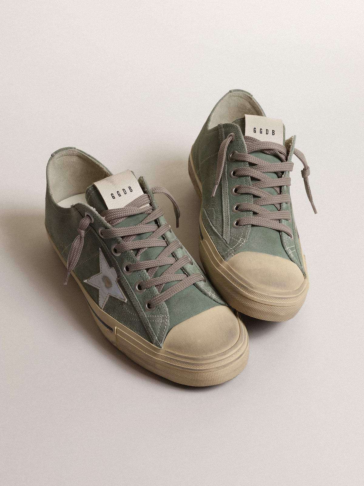 V-Star in military-green suede with a laminated leather star| Golden Goose