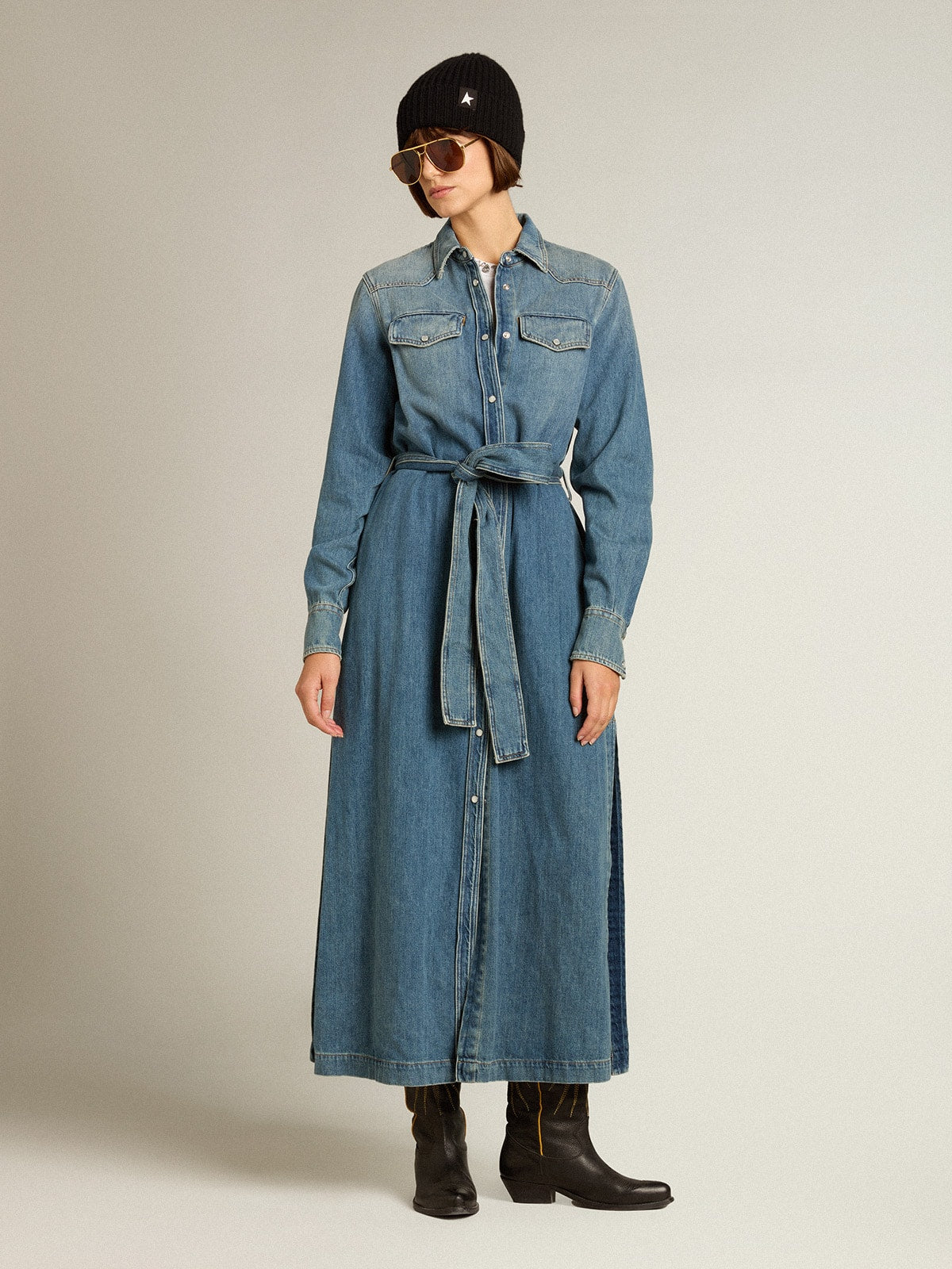 Women's denim shirt dress| Golden Goose