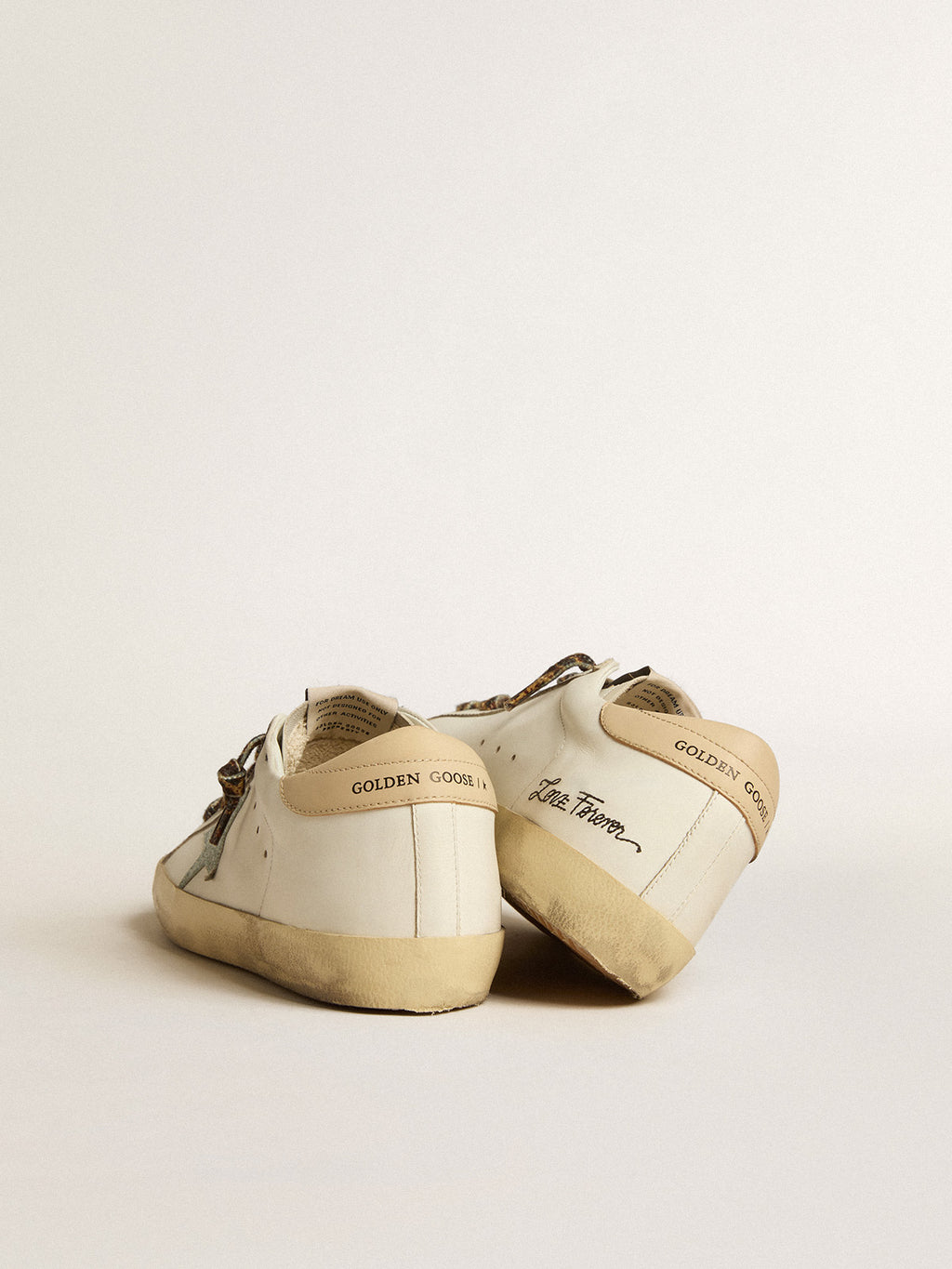 Super-Star with gray glitter star and nude leather heel tab| Golden Goose