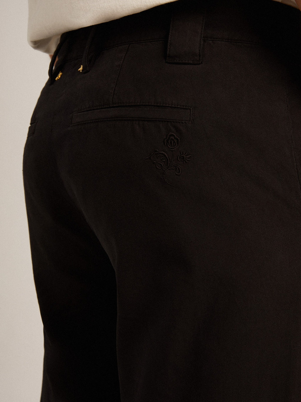 Men's black cotton chinos| Golden Goose