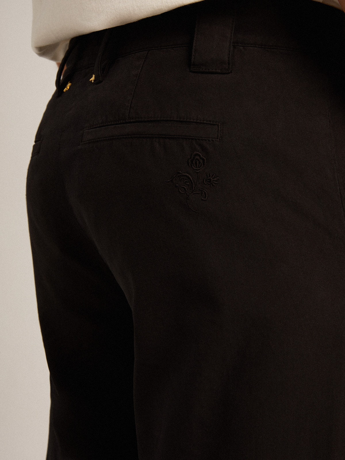Men's black cotton chinos| Golden Goose