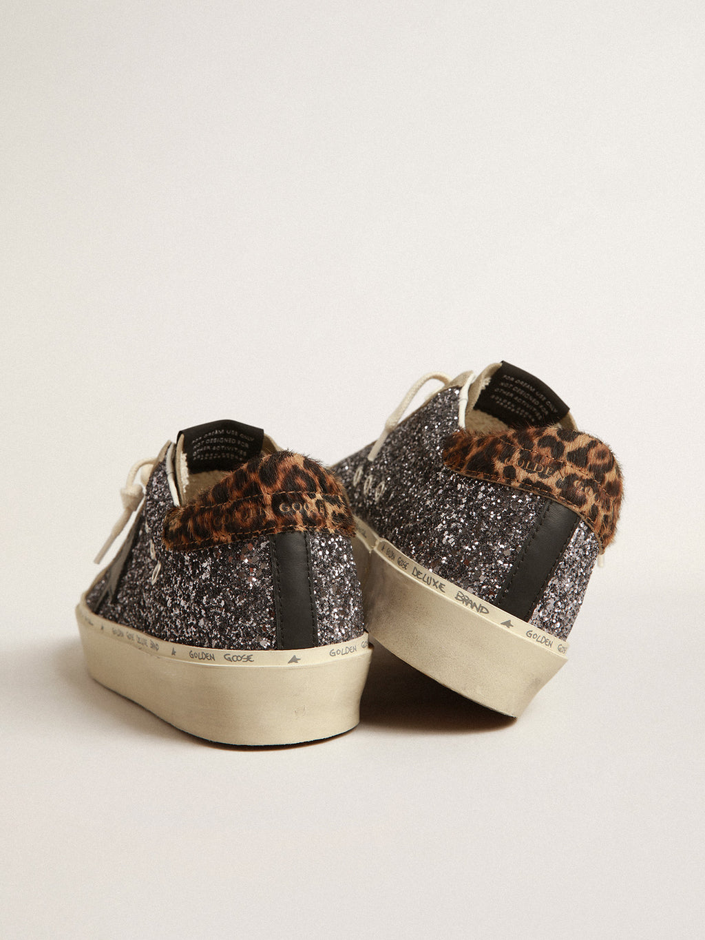 Hi Star in dark gray glitter with a black leather star| Golden Goose